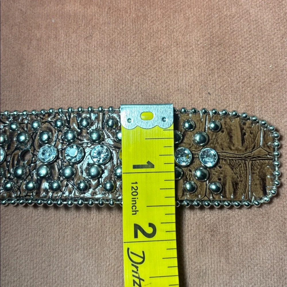 Guess vintage y2k oversized buckle western inspired reptile rhinestone belt